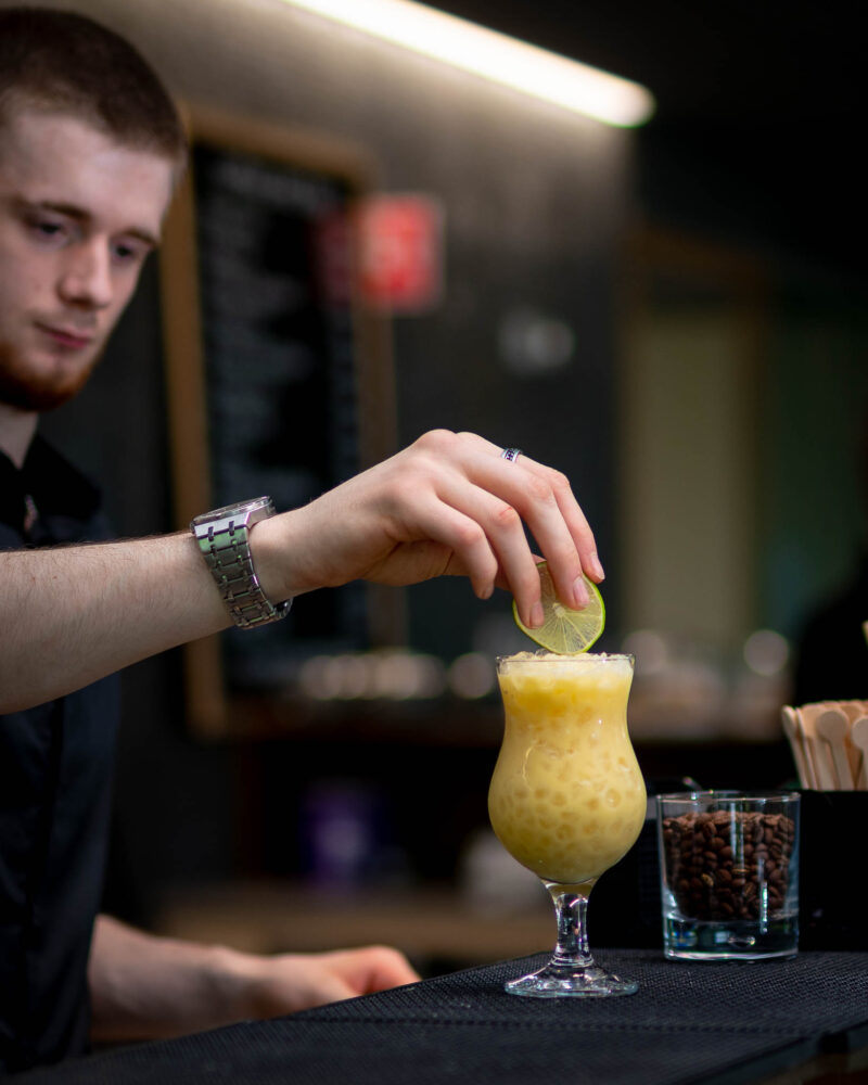 Making cocktails at W Cafe & Bar